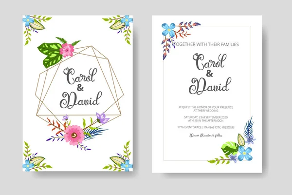 Tarjeta Invitación Boda Con Plantilla Floral Con Concepto Hoja Verde — Foto de Stock