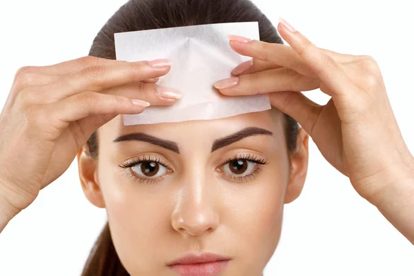 Skin Care Woman Removing Oil Face Using Blotting Papers Closeup Stock Image