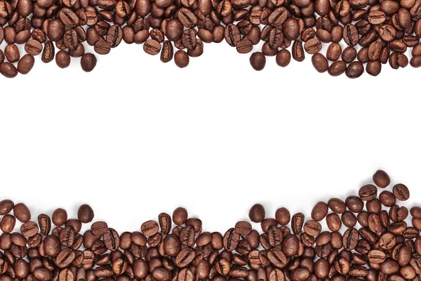 Kaffebönor Och Olika Typer Kaffe Vit Bakgrund Utrymme För Text — Stockfoto