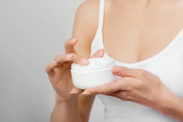 Closeup Female Hands Applying Hand Cream Hand Skin Care Women — Stock Photo, Image
