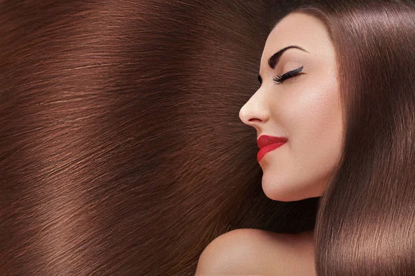 Bellissimi Capelli Bellezza Donna Con Lussuosi Capelli Lunghi Come Sfondo — Foto Stock