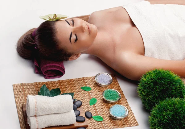 Massage Spa Modèle Brunette Obtenir Traitement Spa Massage Les Mains — Photo