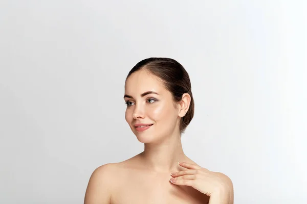 Face Bőrápolás Closeup Gyönyörű Szexi Tökéletes Szakmai Smink Megható Sima — Stock Fotó