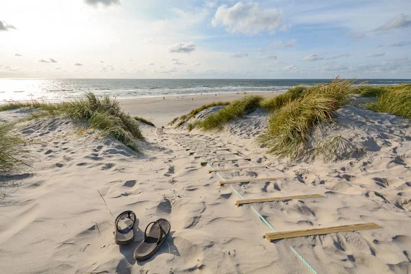 Pohled Krásné Krajiny Pláží Písečné Duny Poblíž Henne Strand Dánsko — Stock fotografie