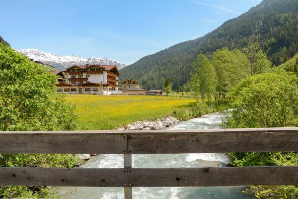 Vue Sur Vallée Tuxertal Avec Rivière Tux Les Alpes Zillertal — Photo