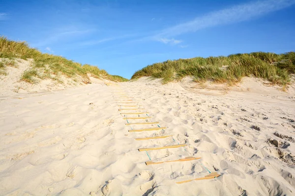 欣赏美丽的风景 拥有海滩和沙丘 靠近丹麦日德兰 北海海岸景观 — 图库照片