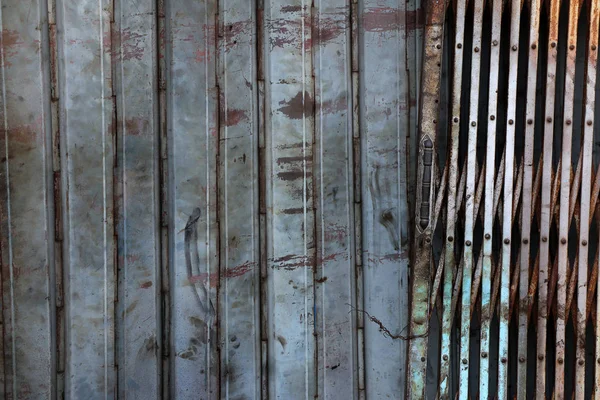 Old Rusty Sliding Steel Shutter Door Grunge Metal Texture Background — Stock Photo, Image