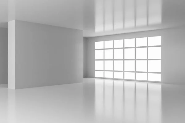 Interior Empty Room Big Window Rendered Illustration — Stock Photo, Image