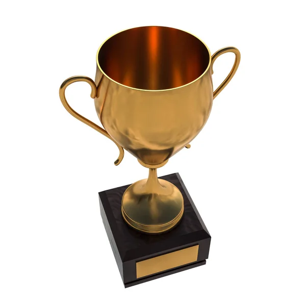 Золотой Трофей Золотой Кубок Белом Фоне Рендеринг — стоковое фото