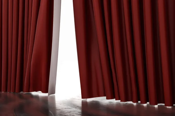 Open Red Curtains Theatre Rendered Illustration — Stock Photo, Image