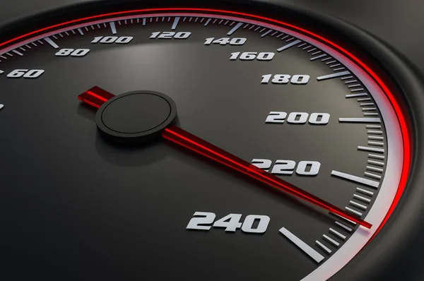 Rode Snelheidsmeter Auto Dashboard Gerenderde Afbeelding — Stockfoto