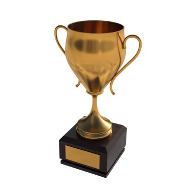 Altın kupa veya gold Kupası beyaz arka plan üzerinde izole. 3D render illüstrasyon.