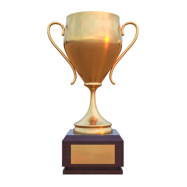 Золотой Трофей Золотой Кубок Белом Фоне Рендеринг — стоковое фото