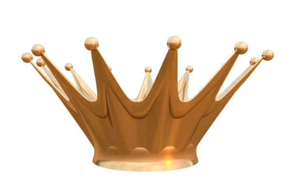 Golden Crown Isolated White Background Rendered Illustration — Stock Photo, Image