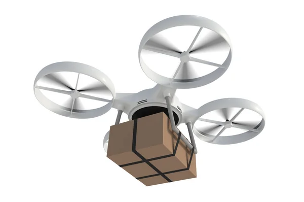 Quad Copter Livre Paquet Boîte Carton Isolé Sur Fond Blanc — Photo