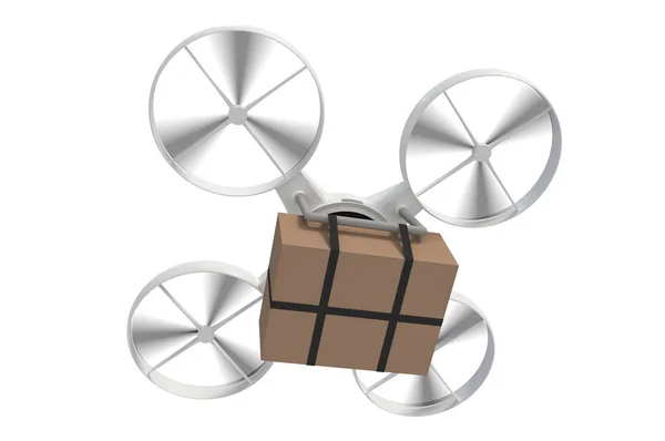 Quad Copter Livre Paquet Boîte Carton Isolé Sur Fond Blanc — Photo