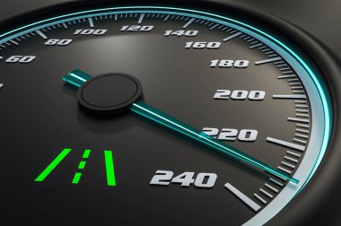 Lane yardımcı ışığı araba kontrol panelinde. 3D render illüstrasyon.