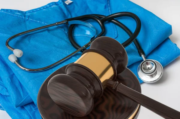 Sędzia Młotek Stetoskop Koncepcja Prawa Medycznego — Zdjęcie stockowe