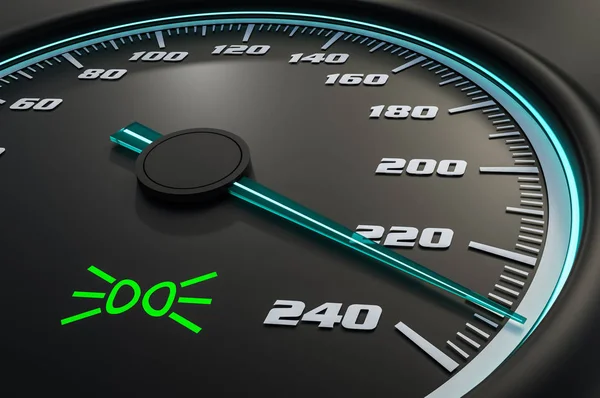 Yeşil park araba gösterge ışıkları. 3D render illüstrasyon. 