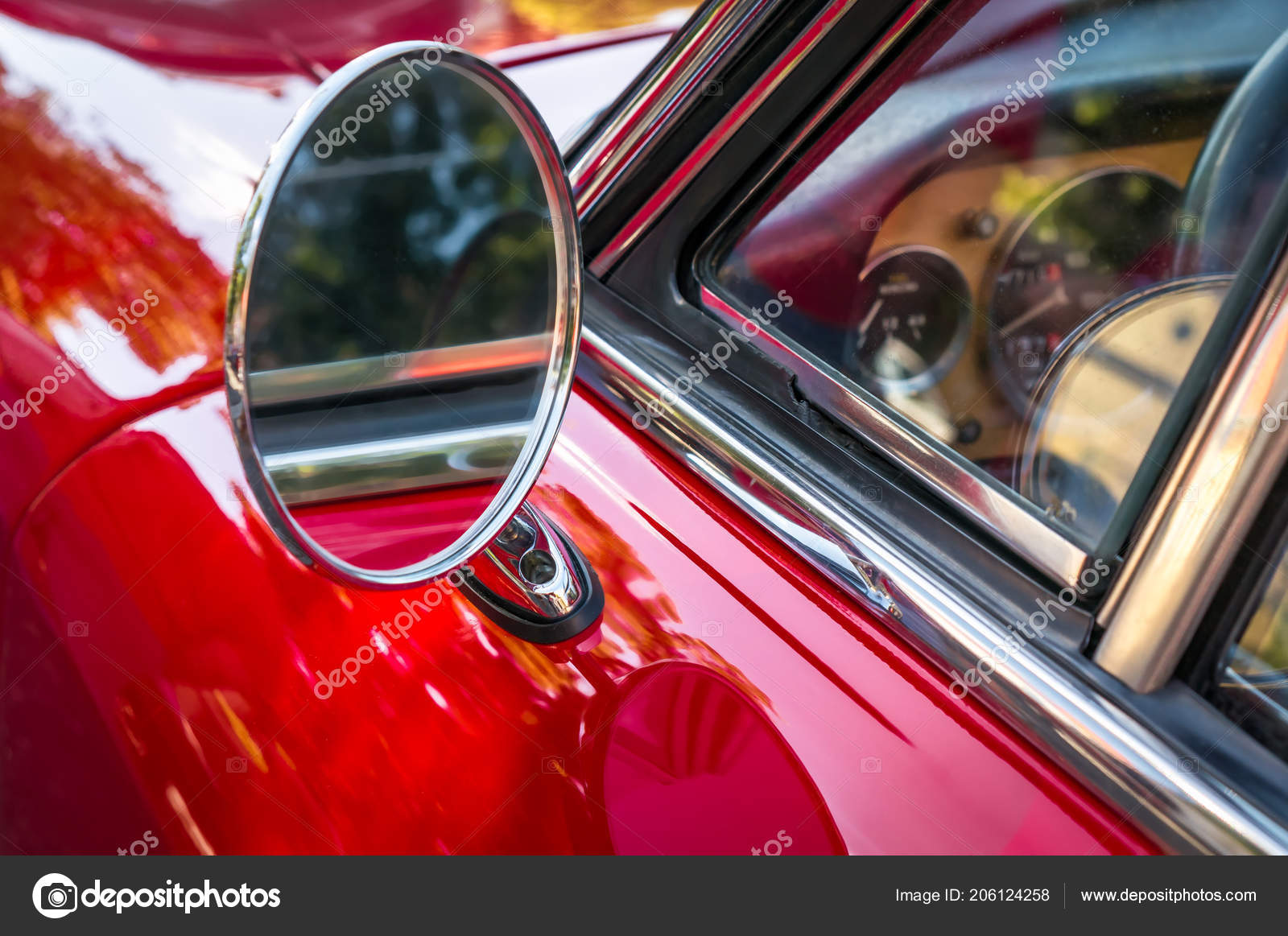 Side Mirror Vintage Red Car Stock Photo Andriano Cz