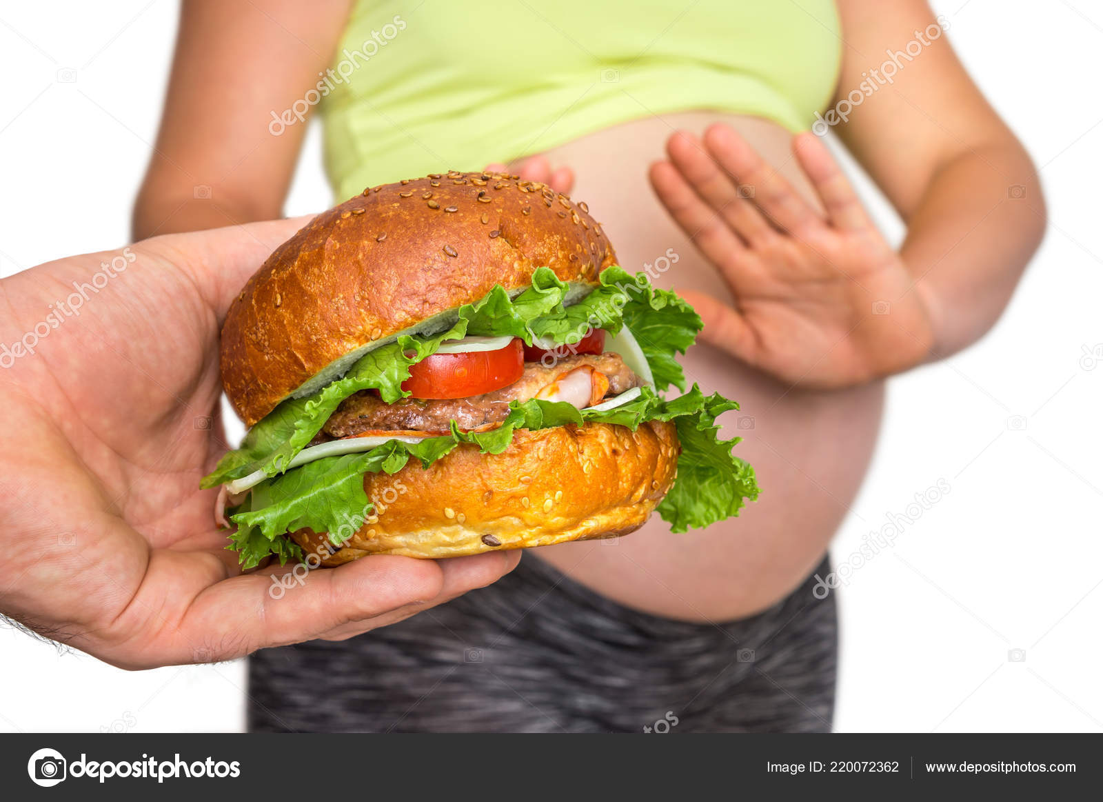 Pregnant Woman Belly Refused Eat Burger Unhealthy Eating Pregnancy ... Pregnant Woman Belly Refused Eat Burger Unhealthy Eating Pregnancy ...