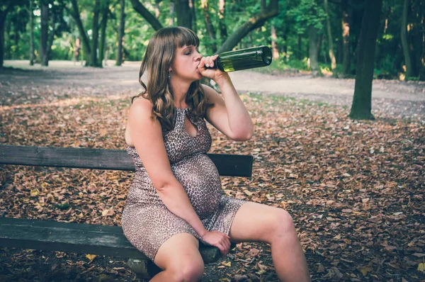 Bort Iszik Retro Stílusú Park Alkohol Függőség Terhes — Stock Fotó