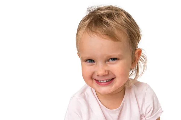Portrait Beautiful Smiling Baby Isolated White Background — Stock Photo, Image