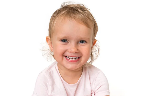 Portrait Beautiful Smiling Baby Isolated White Background Stock Image