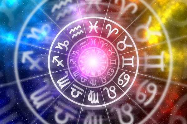 Signes Zodiaque Intérieur Cercle Horoscopique Concept Astrologie Horoscopes — Photo