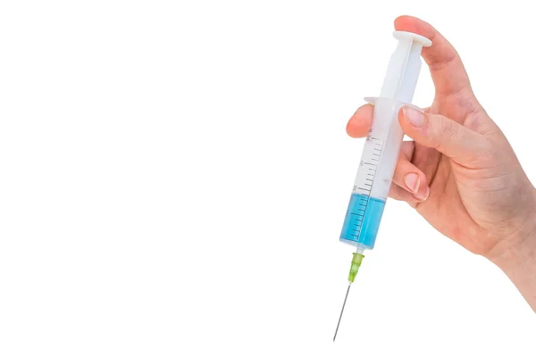 Hand Woman Holding Syringe Injection Isolated White Background — Stock Photo, Image