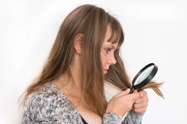 Woman Hair Problems Brittle Damaged Dry Dirty Loss Hair Concept — Stock Photo, Image