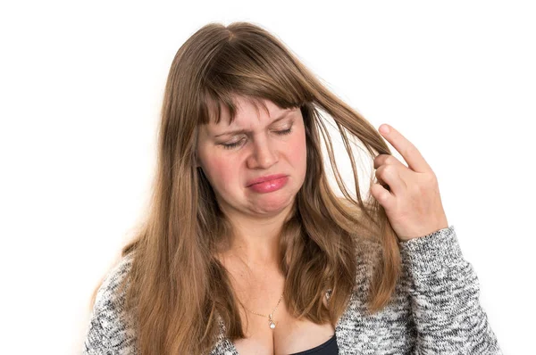 Disgusted Woman Negative Expression Her Face Isolated White Background — Stock Photo, Image