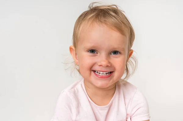 Portrait Beautiful Smiling Baby Isolated Background — Stock Photo, Image