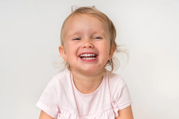Portrait Beautiful Smiling Baby Isolated Background — Stock Photo, Image