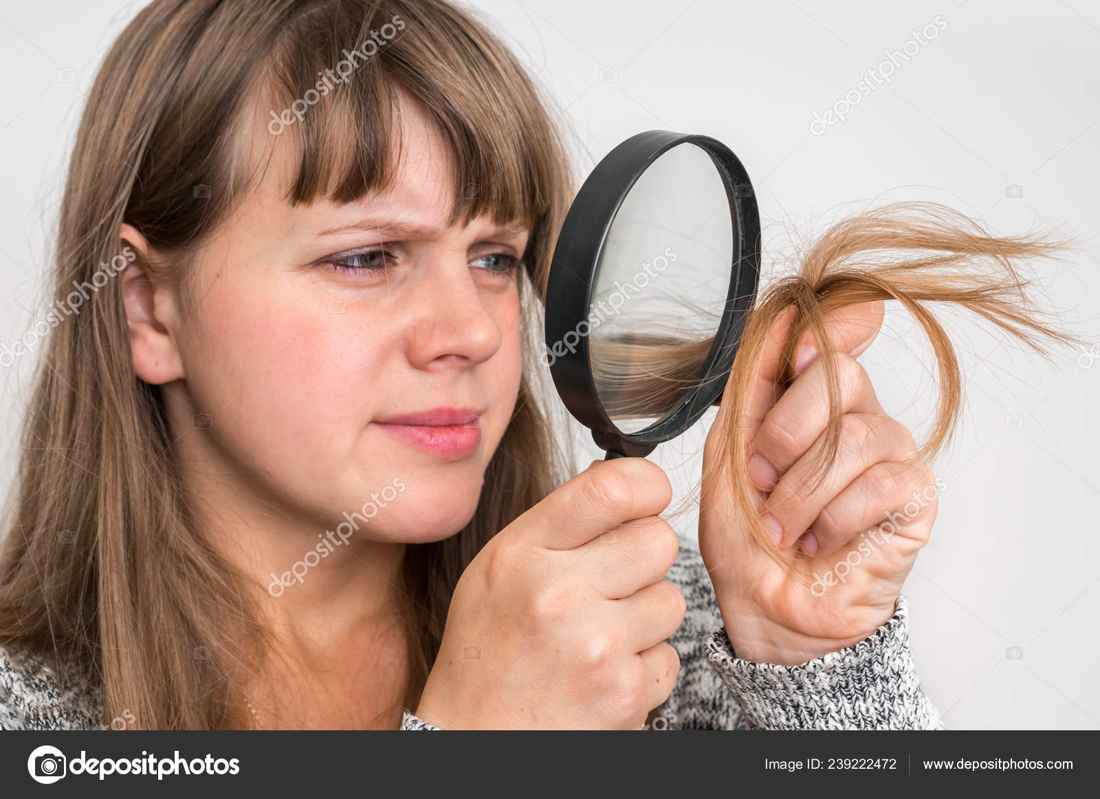 Woman Hair Problems Brittle Damaged Dry Dirty Loss Hair Concept