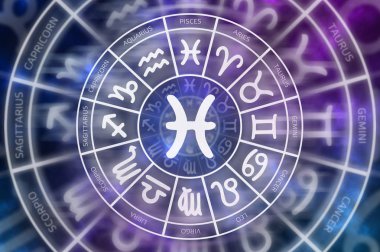 Burç Balık sembol içinde burç daire - Astroloji ve burçlar kavramı