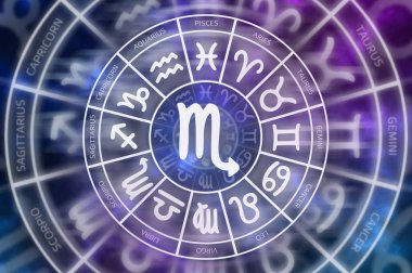 Zodyak Scorpio sembol içinde burç daire - Astroloji ve burçlar kavramı
