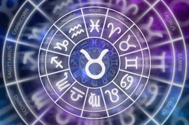 Zodyak Toros sembol içinde burç daire - Astroloji ve burçlar kavramı