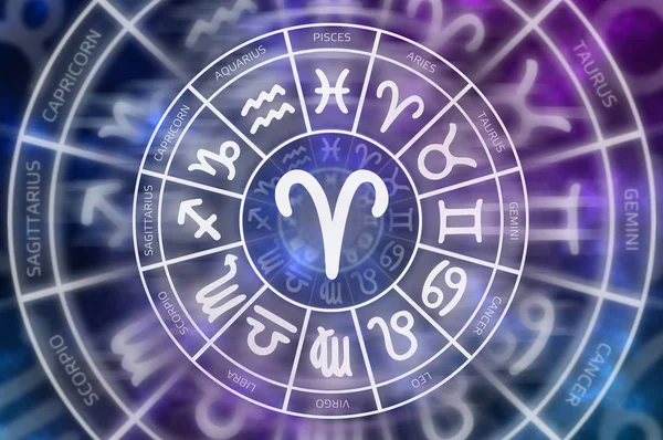 Znak Zodiaku Baran Symbol Wewnątrz Okręgu Horoskop Astrologia Horoskopy Koncepcja — Zdjęcie stockowe