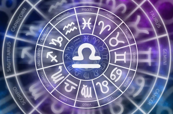 Simbolo Della Bilancia Zodiacale All Interno Del Cerchio Dell Oroscopo — Foto Stock