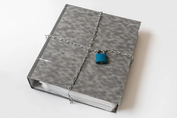 Files locked with chain and padlock - data and privacy security concept