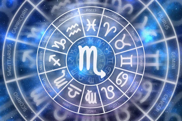 Zodiac Scorpio symbol inside of horoscope circle — Stock Photo, Image