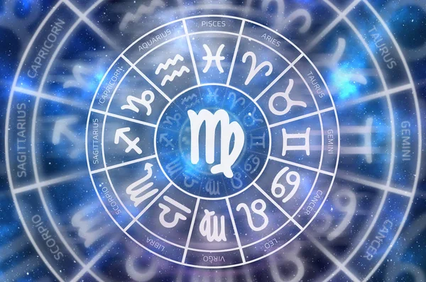 Zodiaque Vierge symbole à l'intérieur du cercle de l'horoscope — Photo