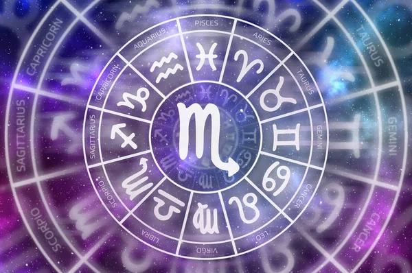 Zodiac Scorpio symbol inside of horoscope circle — Stock Photo, Image