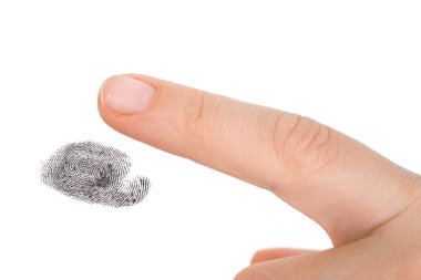 Parmak izi beyaz izole - güvenlik kavramı