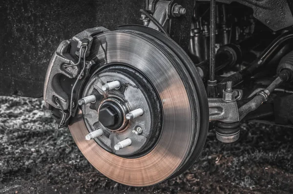 Automobile braking system and brake disk with support — Stock Photo, Image