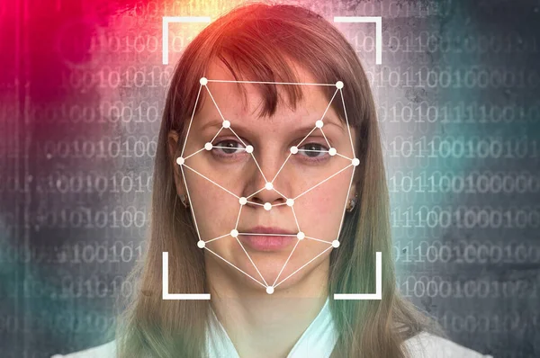 Woman face recognition - biometric verification concept