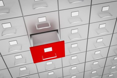 Dolabın boş kırmızı çekmecesini aç - yönetim konsepti