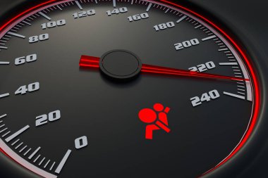 Red airbag light on car dashboard clipart