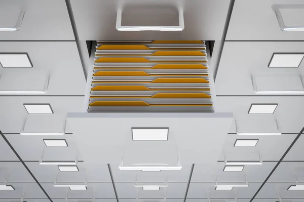 Filing cabinets with open drawer - data collection concept